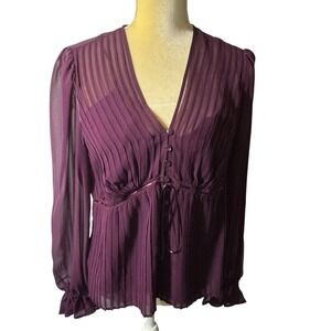 Talbots Blouse Women's 14 Petite Silk Sheer W/ Camisole Babydoll‎ Whimsical